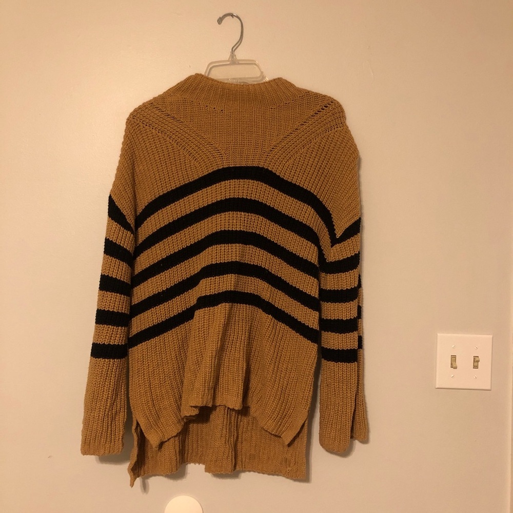 Brown and Black Striped Knit Old Navy Mockneck Sweater